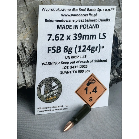 7,62x39 FSB (Full Solid Bullet) 8g/124gr op. 500 szt