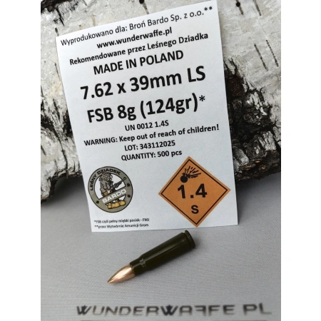 7,62x39 FSB (Full Solid Bullet) 8g/124gr op. 500 szt