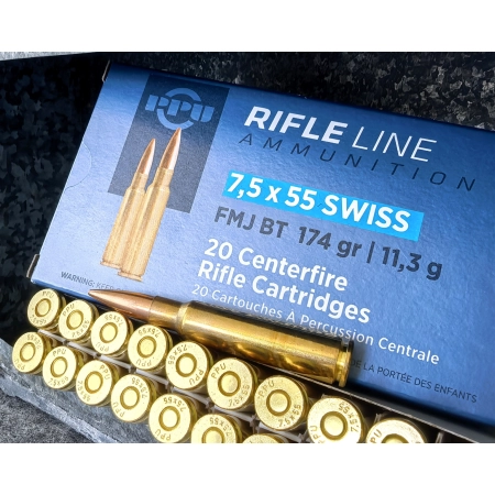 Amunicja PPU kal. 7,5x55 Swiss 174grs/11,3g FMJ BT (opak. 20szt.)