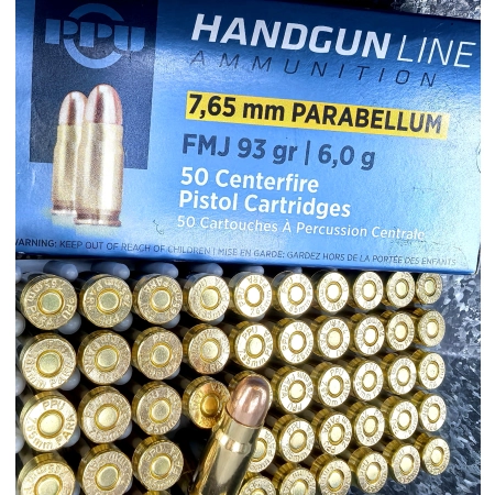 Amunicja PPU FMJ 7.65x21mm Parabellum (.30 Luger) 93grs/6.0g (opak. 50 szt.)