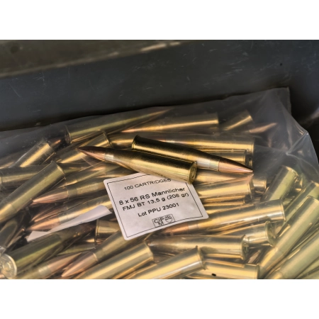 Amunicja PPU kal. 8x56RS Mannlicher FMJ 13,5g/208gr (100szt/opak)